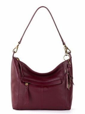 The Sak Pebbled Leather Hobo Bag in Deep Burgundy